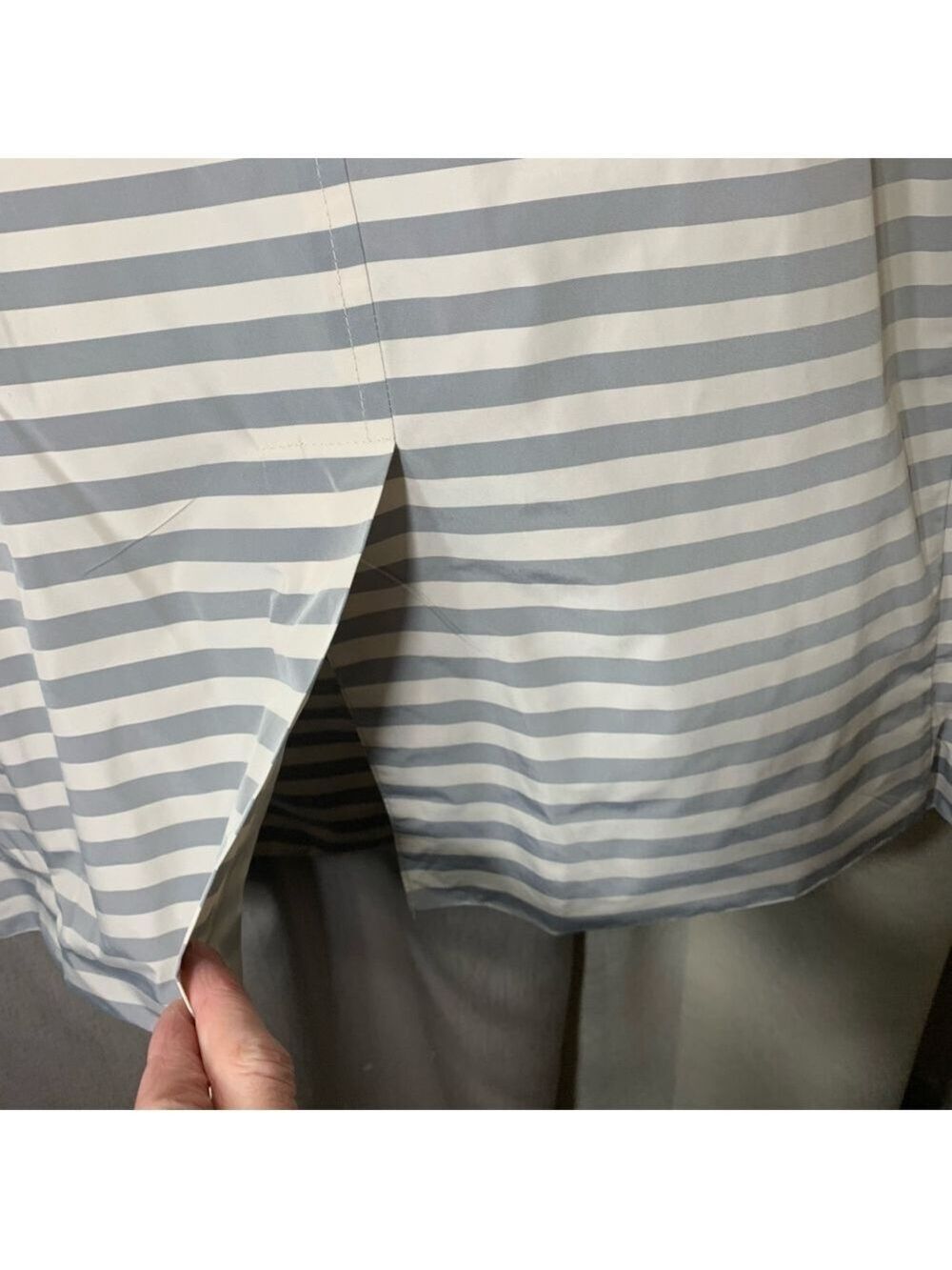 D Hayes Trench Coat Windbreaker Sz 2XL Gray White Striped Water repellant - Picture 8 of 16